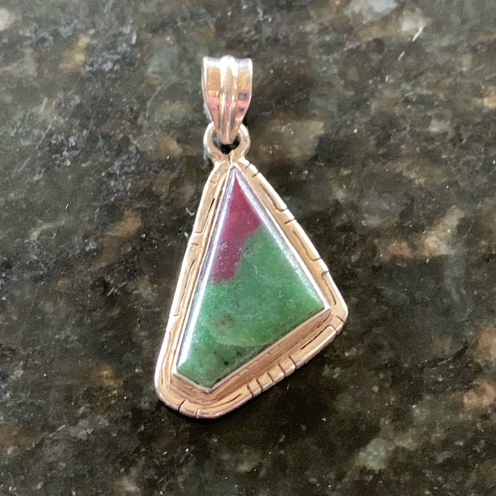 Sterling Ruby Zoisite Pendant - image 1